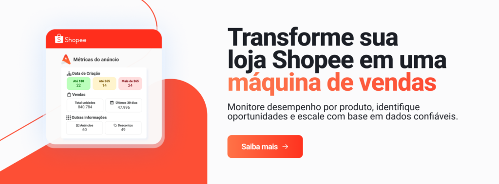Banner falando sobre o Avantpro Shopee. Monitore desempenho por produto, identifique oportunidades e escale com base em dados confiáveis.