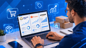 Tela de computador mostrando como vender nos marketplaces